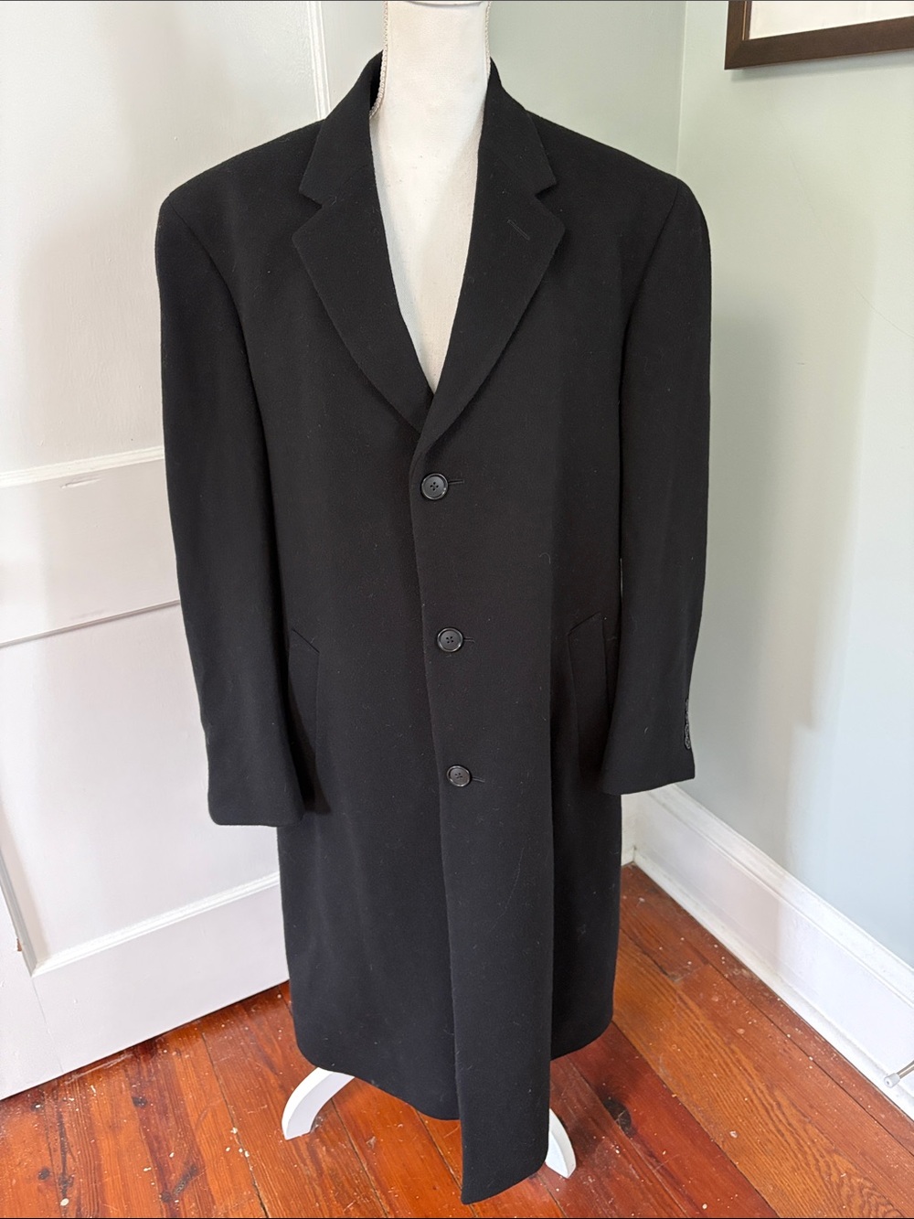 NWT Jos. A. Bank Men's Black Single-Breasted Pea Coat 100% Wool 64203 38 Regular